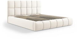 Micadoni Krémszínű bársony kárpitozott ágyneműtartós franciaágy ágyráccsal 140x200 cm Bellis - Micadoni