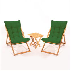 Floriane Garden Zöld-natúr színű bükkfa kétszemélyes kerti lounge szett - Floriane Garden