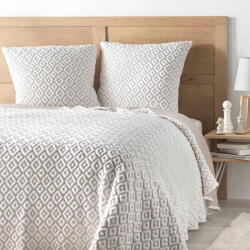 douceur d'intérieur Fehér-bézs jersey ágytakaró és párnahuzat szett 240x260 cm Joana - douceur d'intérieur