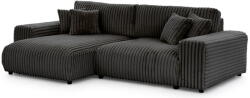 Ropez Sötétszürke kordbársony kinyitható-tárolóhelyes sarokkanapé (bal oldali) Sarina - Ropez
