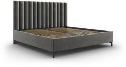 Mazzini Sofa Szürke kárpitozott ágyneműtartós franciaágy ágyráccsal 140x200 cm Casey - Mazzini Beds