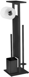 WENKO Fekete rozsdamentes acél WC-papír tartó állvány kefével Debar - Wenko