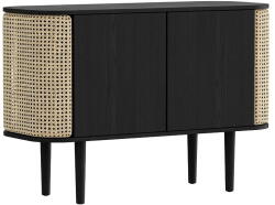 UMAGE Fekete-natúr színű alacsony komód tölgyfa dekorral 109x75 cm Treasures - UMAGE