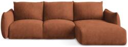 Makamii Terrakotta színű zsenília kinyitható sarokkanapé (jobb oldali-heverő résszel) Leila - Makamii