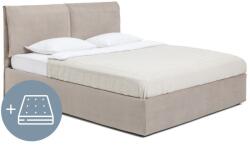 Bonami Szürkésbarna kárpitozott ágyneműtartós franciaágy matraccal, ágyráccsal 160x200 cm Thessa Pillow - Bonami Selection