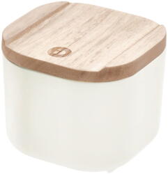 iDesign Eco fehér tárolódoboz paulownia fa fedéllel, 9 x 9 cm - iDesign