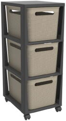 Rotho Fekete-bézs műanyag gurulós polcos állvány 30x77 cm Brisen - Rotho