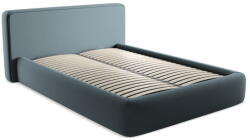 Makamii Kék kárpitozott ágyneműtartós franciaágy ágyráccsal 140x200 cm Kiana - Makamii