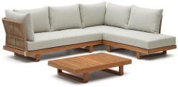 Kave Home Krémszínű-natúr színű akácfa ötszemélyes kerti lounge szett Raco - Kave Home