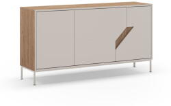 Marckeric Krémszínű-natúr színű komód tölgyfa dekorral 150x80x40 cm Lilou - Marckeric