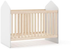 Marckeric Fehér-natúr színű babaágy borovi fenyő dekorral 60x120 cm Estefania - Marckeric