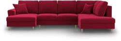 Cosmopolitan Design Piros bársony kinyitható tárolóhelyes sarokkanapé (jobb oldali-U alakú) Kyoto - Cosmopolitan Design
