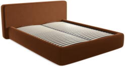 Makamii Terrakotta színű kárpitozott ágyneműtartós franciaágy ágyráccsal 160x200 cm Kiana - Makamii