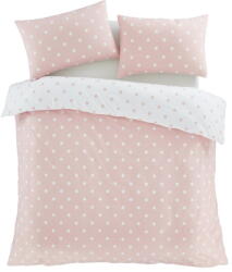 Catherine Lansfield Fehér-rózsaszín egyszemélyes flanel ágyneműhuzat 135x200 cm Polka Dot - Catherine Lansfield