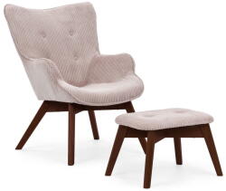 Ropez Világos rózsaszín kordbársony fotel lábtartóval Niko - Ropez