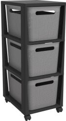 Rotho Fekete-szürke műanyag gurulós polcos állvány 30x77 cm Brisen - Rotho