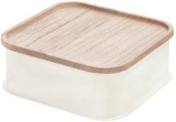 iDesign Eco fehér tárolódoboz paulownia fa fedéllel, 21, 3 x 21, 3 cm - iDesign