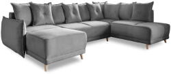 Miuform Szürke kordbársony kinyitható sarokkanapé (jobb oldali-U alakú) Lazy Lukka - Miuform