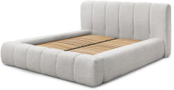 Bobochic Világosszürke kárpitozott ágyneműtartós franciaágy ágyráccsal 180x200 cm Denali - Bobochic Paris