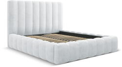 Micadoni Világosszürke kárpitozott ágyneműtartós franciaágy ágyráccsal 160x200 cm Kelp - Micadoni Home