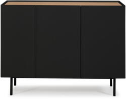 Teulat Fekete-natúr színű alacsony komód tölgyfa dekorral 110x85 cm Arista - Teulat