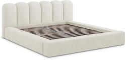 Makamii Krémszínű kárpitozott ágyneműtartós franciaágy ágyráccsal 180x200 cm Mano - Makamii
