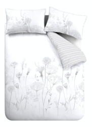 Catherine Lansfield Meadowsweet Floral fehér-szürke ágyneműhuzat, 200 x 200 cm - Catherine Lansfield