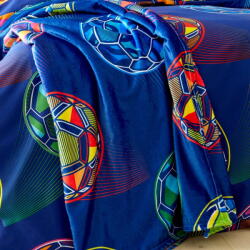 Catherine Lansfield Kék mikroplüss gyerek takaró 130x170 cm Bright Football - Catherine Lansfield