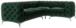 Ropez Sötétzöld bársony sarokkanapé (jobb oldali-L alakú) Chelsea - Ropez