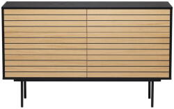 Woodman Fekete-natúr színű alacsony komód tölgyfa dekorral 140x84 cm Stripe - Woodman