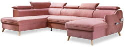Miuform Világos rózsaszín bársony kinyitható sarokkanapé (bal oldali-"U" alakú) Sweet Harmony - Miuform