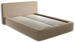 Makamii Világosbarna kárpitozott ágyneműtartós franciaágy ágyráccsal 180x200 cm Kiana - Makamii