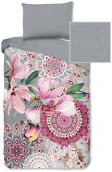 HIP Rózsaszín-szürke egyszemélyes flanel ágyneműhuzat 140x200 cm - HIP