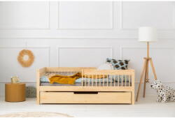 Adeko Natúr színű ágyneműtartós gyerekágy kihúzható pótággyal, ágyráccsal 80x190 cm CPW - Adeko