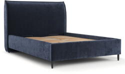 Maison de Reve Sötétkék kárpitozott ágyneműtartós franciaágy ágyráccsal 140x200 cm Shell - Maison de Rêve