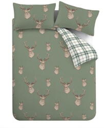 Catherine Lansfield Zöld egyszemélyes ágyneműhuzat 135x200 cm Stag Check - Catherine Lansfield