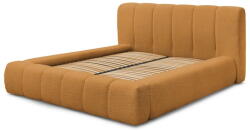 Bobochic Mustársárga kárpitozott ágyneműtartós franciaágy ágyráccsal 160x200 cm Denali - Bobochic Paris