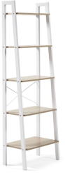 Kave Home Fehér-natúr színű polcos állvány tölgyfa dekorral 56x172x32 cm Aarhus - Kave Home