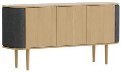 UMAGE Antracitszürke-natúr színű alacsony komód tölgyfa dekorral 150x75 cm Treasures - UMAGE