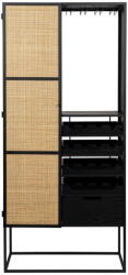 White Label Fekete rattan bortartó szekrény 16 palackhoz, 80x175 cm Guuji - White Label