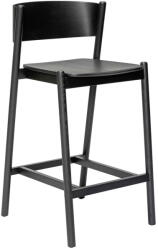 Hübsch Fekete bárszék tölgyfa dekorral (ülésmagasság 75 cm) Oblique - Hübsch