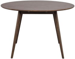 Rowico Home Sötétbarna kerek étkezőasztal tölgyfa dekorral ø 115 cm Yumi - Rowico