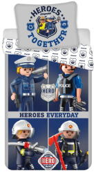 Jerry Fabrics Kék-szürke egyszemélyes pamut gyerek ágyneműhuzat 140x200 cm Playmobil - Jerry Fabrics