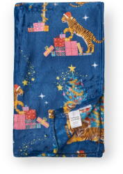 Catherine Lansfield Kék mikroplüss takaró karácsonyi mintával 130x170 cm Christmas Tiger - Catherine Lansfield