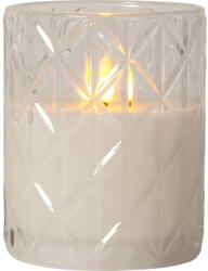 Star Trading Flamme Romb fehér LED viaszgyertya üvegben, magasság 12, 5 cm - Star Trading