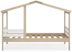 Marckeric Fehér-natúr színű házikó alakú gyerekágy borovi fenyő dekorral 90x190 cm Angel - Marckeric