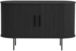 Unique Furniture Fekete komód tolóajtóval, tölgyfa dekorral 120x76x45 cm Nola - Unique Furniture