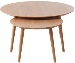 Unique Furniture Natúr színű kerek dohányzóasztal szett tölgyfa dekorral 2 db-os ø 88 cm Adda - Unique Furniture