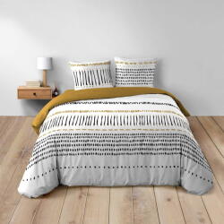 douceur d'intérieur Mustársárga-fehér kétszemélyes-hosszabbított pamut ágyneműhuzat 240x220 cm Chicago - douceur d'intérieur