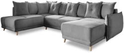 Miuform Szürke kordbársony kinyitható sarokkanapé (bal oldali-U alakú) Lazy Lukka - Miuform